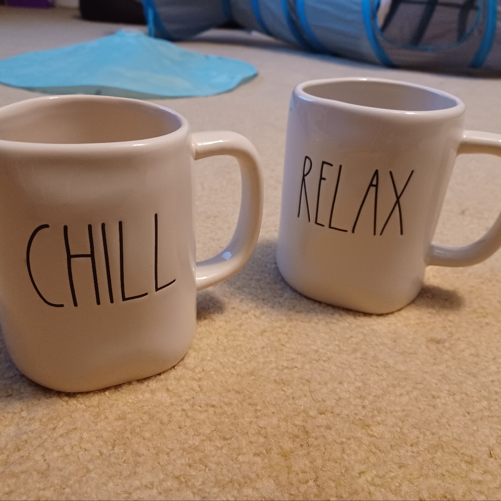 Rae Dunn mugs CHILL RELAX